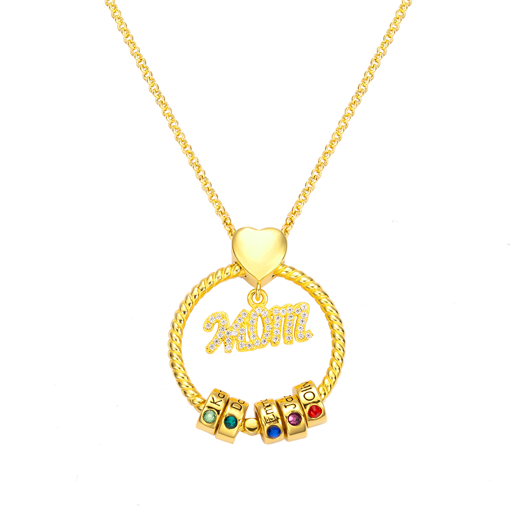 Personalized Name and Birthstone Family Necklace for Mother in Gold Upload