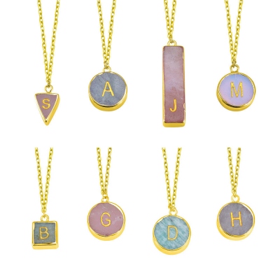  Customized Initials on A Stone Necklace