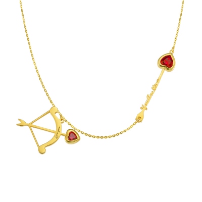 Birthstone Necklace An Arrow Goes Through the Heart Necklace in Gold Plated