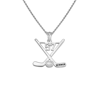 Customized Ice Hockey Stick jewelry In Sterling Silver