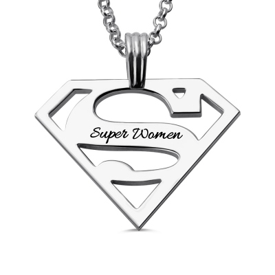 Personalized Gift for Super Women Necklace Sterling Silver