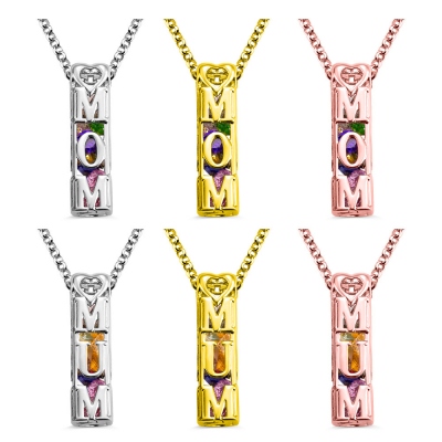 Personalized Mom and Mum Necklace with Birthstone