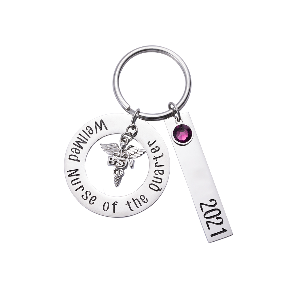 RN LPN ~ or Graduation Gift Proud NURSE Keychain Gift with Name & Hospital 