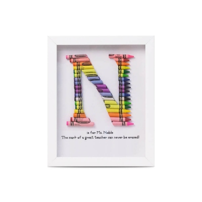 Personalized Rainbow Crayon Letter with Frame Gift For Teachers