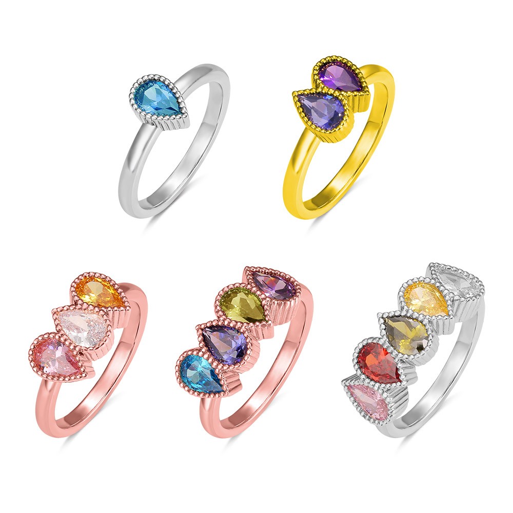 Personalized 1-5 Family Birthstones Ring