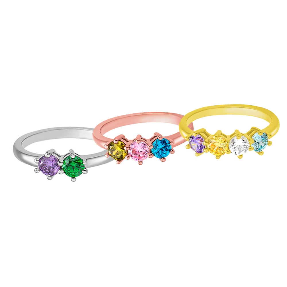 Personalized Elegant Ring with 1-6 Birthstone