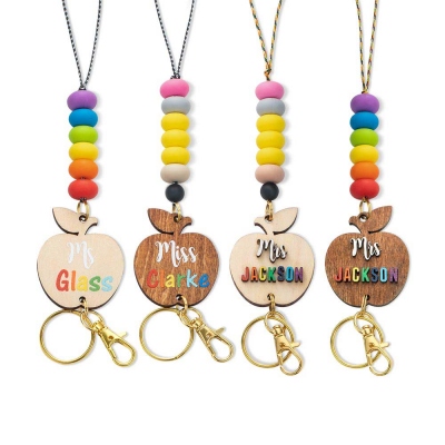 Personalized Wooden Lanyard & Keychain Gift for Teacher