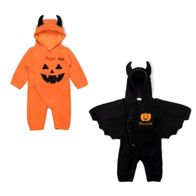 Custom Embroidered Halloween Pumpkin Jumpsuit for Toddler