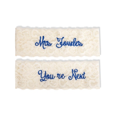 Personalized  Embroidered  Lace Wedding and Toss Garters
