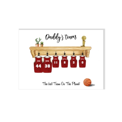 Personalized Basketball Shirt Print Frame for Family Gift