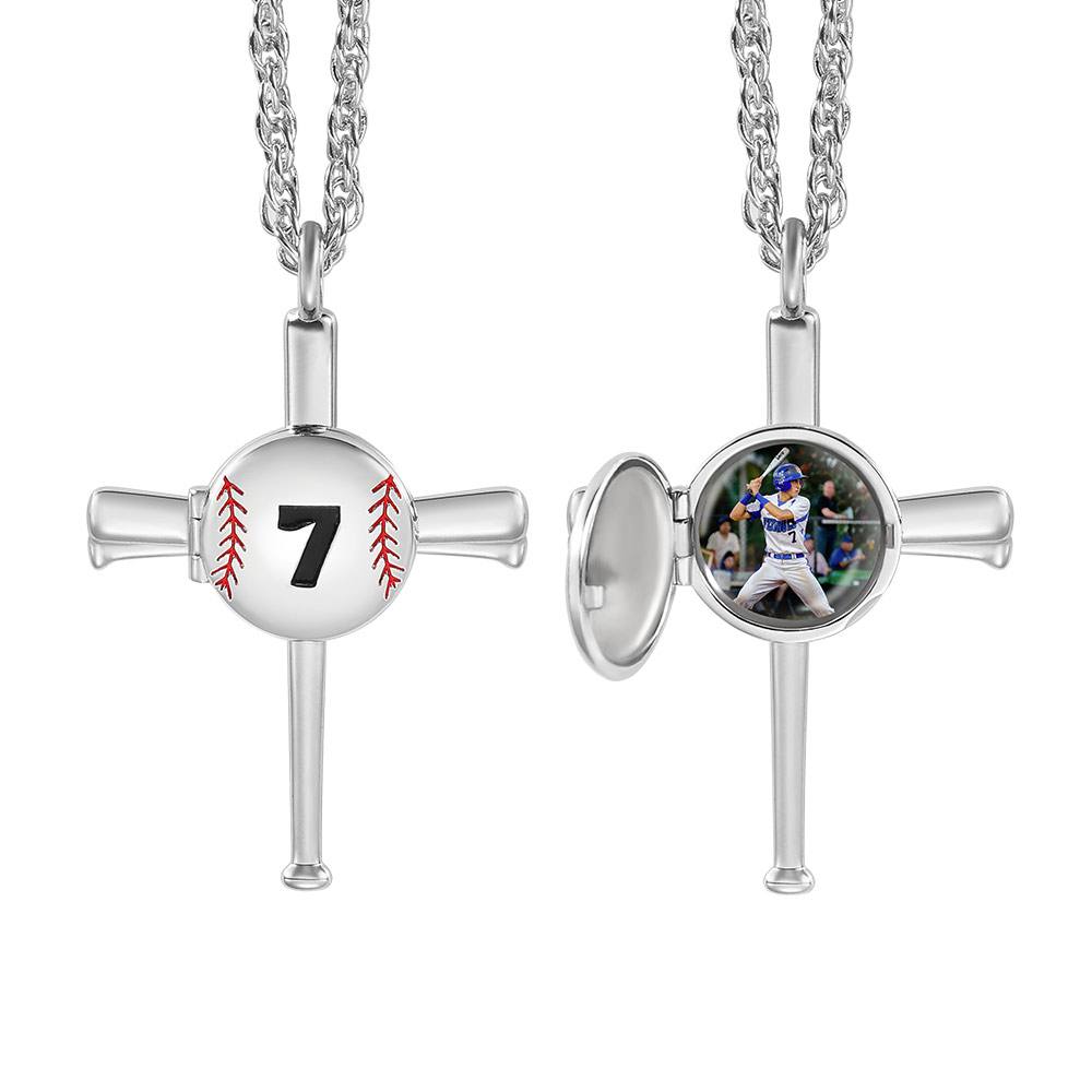 Personalized Baseball Necklace with Photo & Engraving