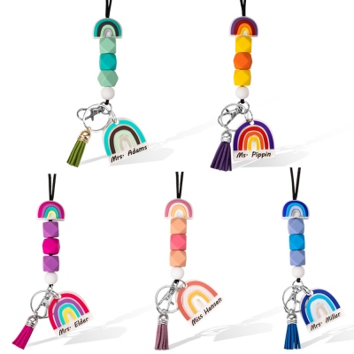 Personalisiertes Regenbogen-Silikon-Perlen-Lanyard