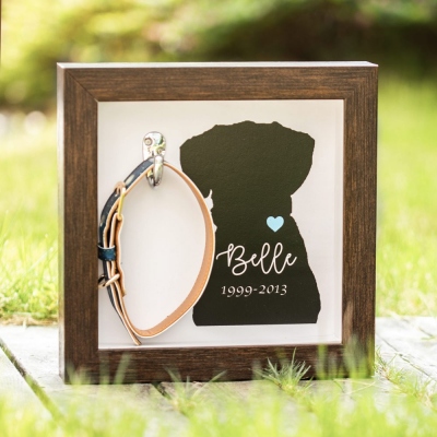 Roseinside | Personalized Pet Memorial Sign Wood Frame with a Collar Hook