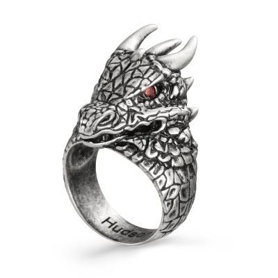 Personalized Gothic Dragon Birthstone Ring for Men
