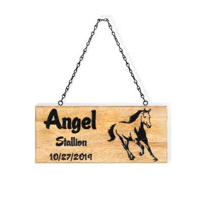 Custom Laser Engraved Wooden Horse and Name Sign
