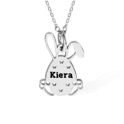 Personalized Easter Bunny Egg Name Necklace