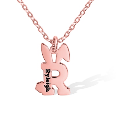 Custom Easter Bunny Letter Necklace with Name
