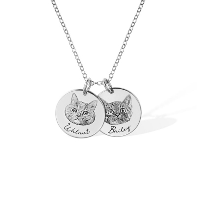 Custom Pet Necklace Silver 925/Stainless Steel Pet Photo Jewelry for Pet Memorial Dog Mom Gift