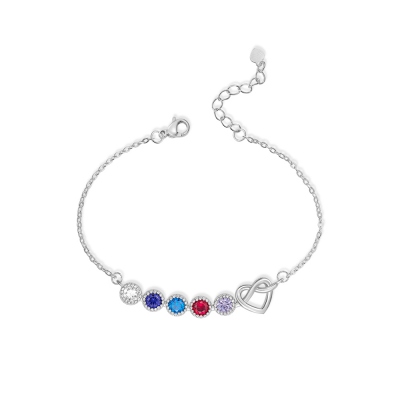 Custom Birthstone Bracelet Sterling Silver, Peridot Bracelet, Gifts for Her, Mother/Grandma's Gift