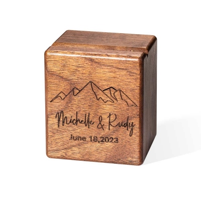 Custom Triple Flip Walnut Ring Box for Proposal/Engagement/Anniversary, Wedding Ceremony Ring Bearer Box for 3 Rings, Couples Newlyweds Valentine's Day Gift