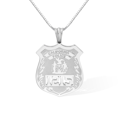 Customized Police Badge Necklace, Stainless Steel Necklace, Police Office Gifts/Father's Day Gift for Father/Men/Policemen/Kids