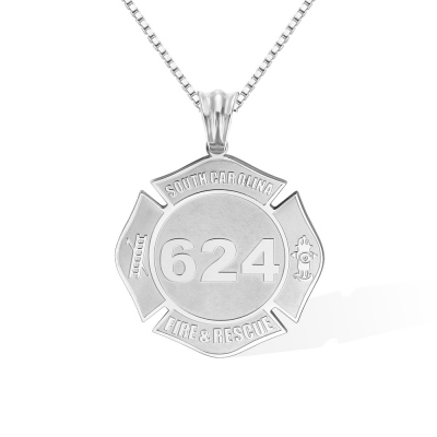 Custom Firefighter Necklace, Stainless Steel Necklace with Number & Department, Birthday/Father's Day/Graduation/Retirement Gift for Firefighter