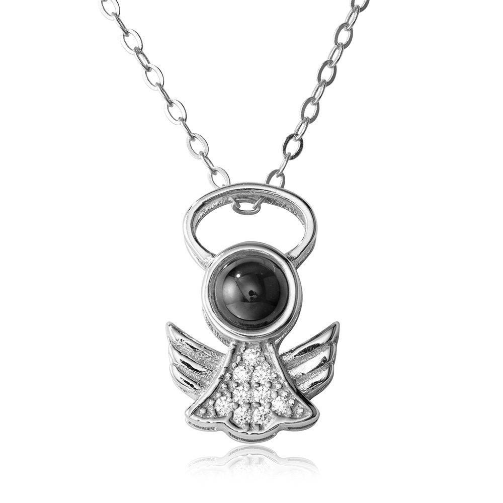 Personalized Angel Projection Necklace, Sterling Silver Memorial ...