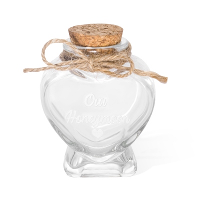 Sweet Heart-shaped Jars, Personalized Glass Jars with Cork, Honeymoon/wedding Gift for Newlyweds/Cople