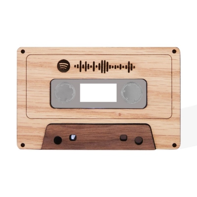 Personalized Modern Mixtape with Qr/Spotify Code, Wooden Ornament with Personalized Playlist, 5th-anniversary Gift for Him, Gift for Music Lovers