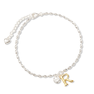 Personalized Initial Bracelet, 925 Silver Dainty Beaded Letter Initial Bracelet with Monogram Charm, Bracelet Jewelry Gifts for Girls/Women