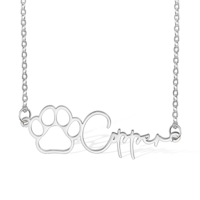 Custom Dog Paw Necklace with Name, Stainless Steel Dog Paw Necklace, Personalized Memorial Gift for Pet Loss, Gift for Pet Lovers/Dog Mom