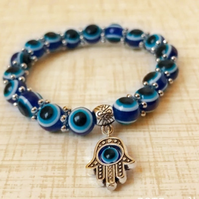 Good Luck Evil Eye Bracelet, Blue Turkish Beads, Doom Repellent, Protection Symbol, Adjustable Evil Eyes Bracelet for Girlfriend/Daughter/Friend
