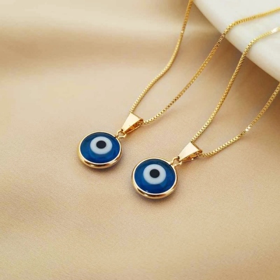 Personalized Evil Eye Necklace, Dainty Necklace, Dark Blue Evil Eye Jewelry, Sterling Silver 925/Brass Necklace, Gift for Women/Mother/Grandma