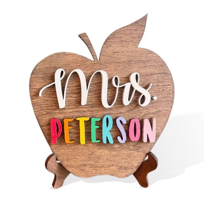 Personalized Teacher Sign, Apple Sign, Desk Name Plate, Teacher Office Decor, Teacher's Day/Appreciation/End of Year/Christmas/Back to School Gift
