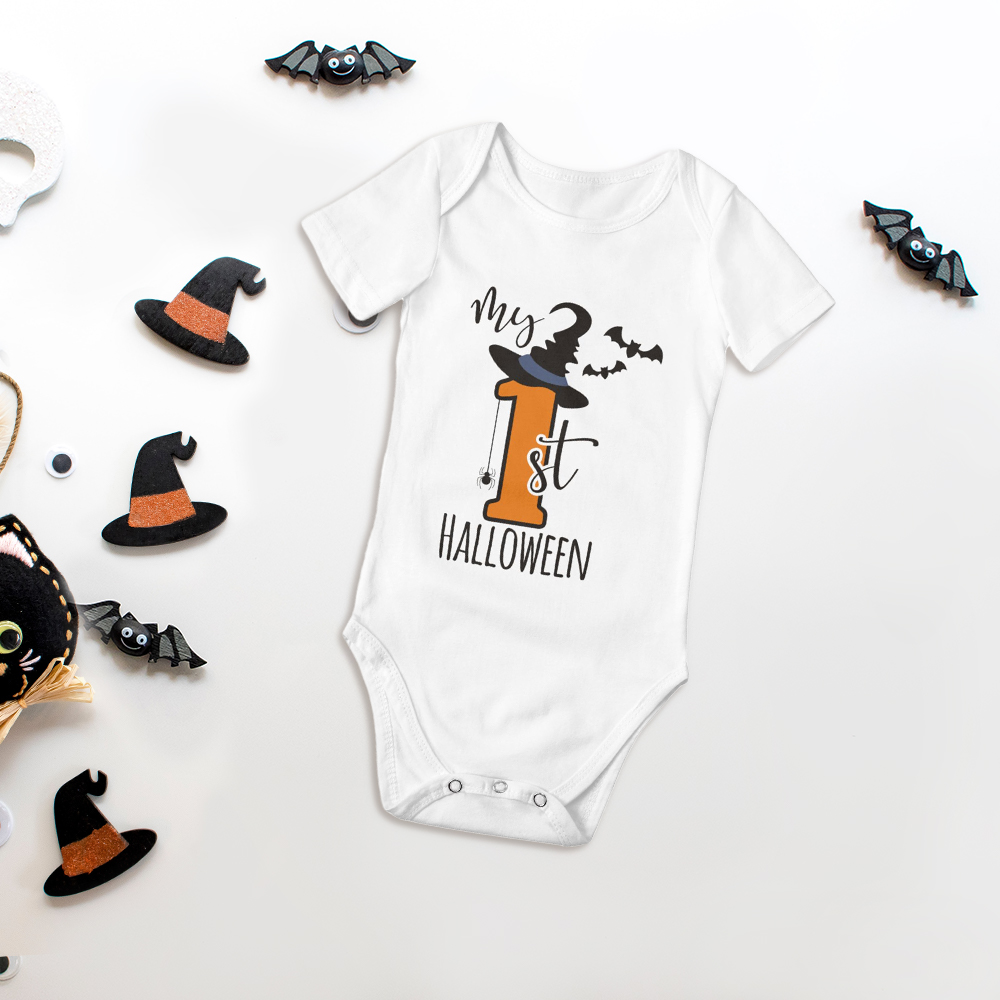Bodys de bebê unissex, macacões de manga curta de algodão com padrão de 1º aniversário, body para bebês, presente para recém-nascidos/crianças