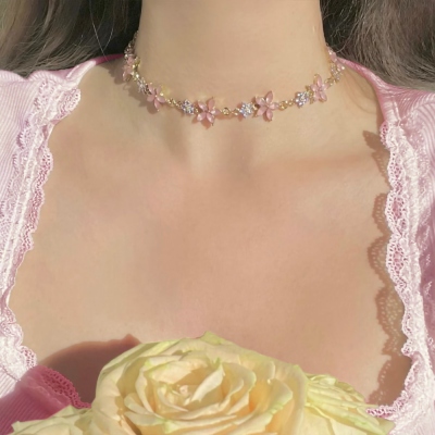 Blossom Angel Necklace, Zircon & Flower Choker, Dreamy/Princess/Fairy Necklace, Flower Angel Choker/Necklace, Birthday Gift for Her/Girls