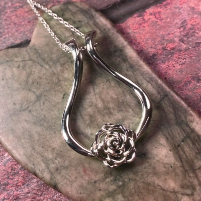 Rose Ring Holder Necklace, Sterling Silver 925 Ring Holder Necklace, Wedding Ring Keeper, Gift for Women/Nurses/Mother/Wife