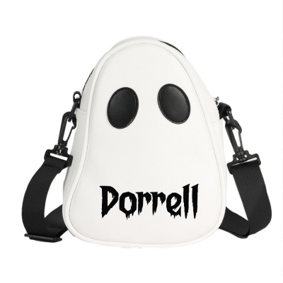 Halloween Ghost Purse with Custom Name, Faux Pu Leather Crossbody Bag Cute Shoulder Bag, Spooky Season Trick Or Treat Novelty Gift for Women Girl