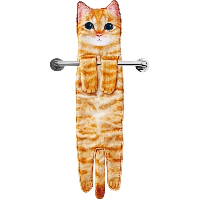 Funny Cat Hand Towel for Bathroom, Kitchen
