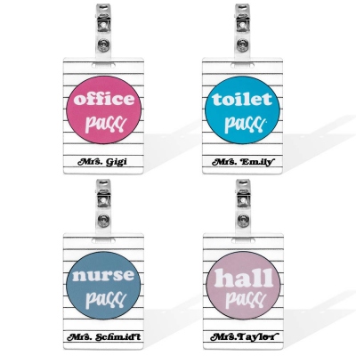 Personalized Name Passes, Acrylic Classroom Hall Passes, Teacher /Nurse Accessories, Office/Toilet/Elementary School Passes, Gifts for Teachers