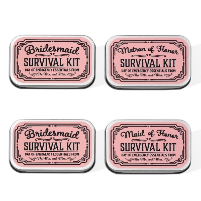 Custom Bridesmaid Wedding Day Survival Kit, Bridesmaid Gift Box Tin for Engagement Supply & Wedding Survival Kit - Sold at 3PCS