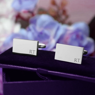 Personalized Engraved Cufflinks with Box, Groom Wedding Cufflinks, Rectangle Cufflinks,  Wedding/Anniversary Gifts for Men/Husband