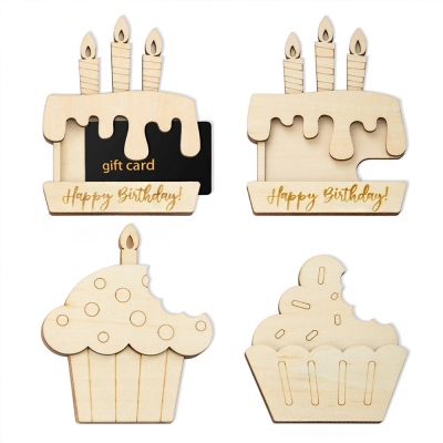 Gift Card Holder Ideas, Custom Birthday Cake Card Holder, DIY Shopping Card Holder, Cupcake Gift Card Holder - Set of 4, Bonus 12 Paints & 2 Pens