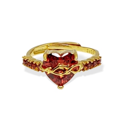 Sacred Heart Ring, Heart Ring with Gem