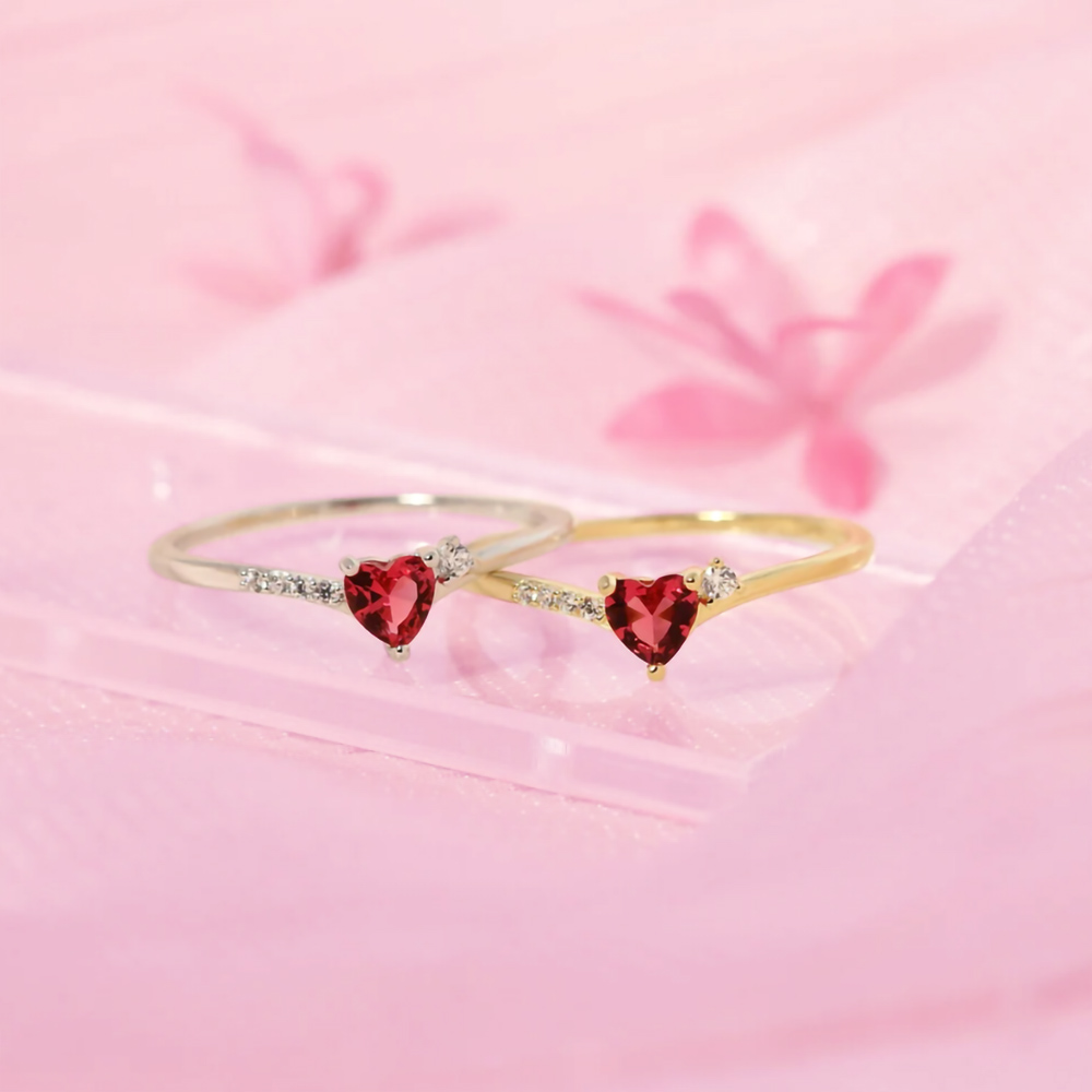 Anel de coração de pedra vermelha, anel delicado em forma de coração para mulheres, anel empilhável, anel amoroso, presente de natal/dia dos namorados para esposa/namorada/melhor amigo