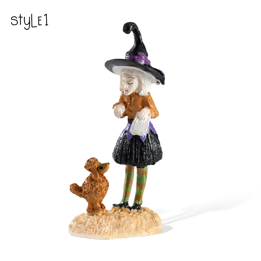 Création décoration poupée sorcières - debout - 35 cm - noir/violet - Déco  Halloween