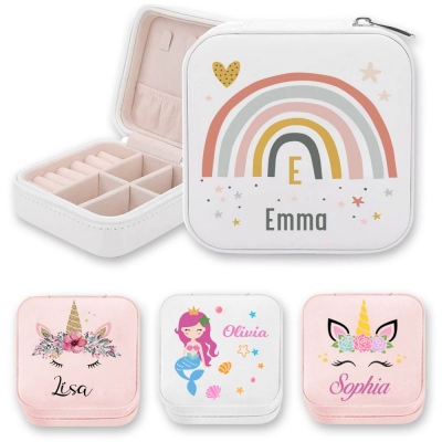 Personalized Jewelry Box with Unicorn/Mermaid, Children’s Jewelry Box, Christening Gift, Girls Jewelry Box, Birthday Gift for Girl, Flower Girl Gift
