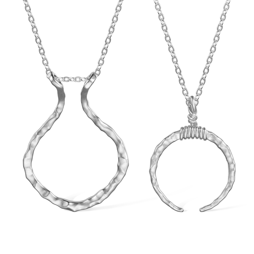 Colar de suporte de anel mágico, prata esterlina 925 colar artesanal martelado/martelado, presente para ela/mulheres/meninas mães/médico/enfermeira