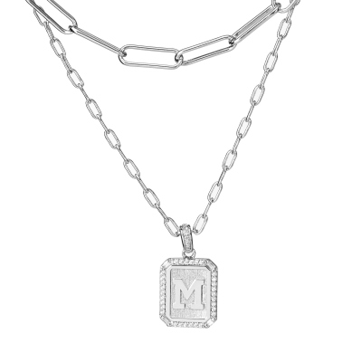 Benutzerdefinierte geschichtete Halskette mit Anfangsplatte, Halskette aus Sterlingsilber 925, Geburtstag/Jahrestag/Muttertagsgeschenk für Freundin/Ehefrau/Mutter/Freunde