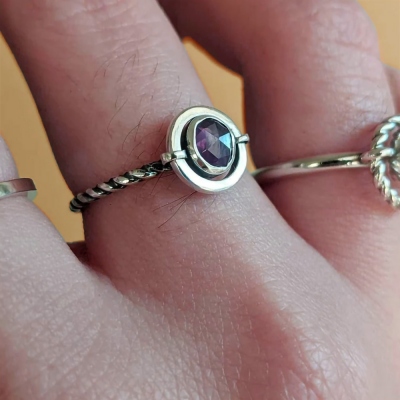 Spinel Fidget Ring with Unique Kinetic Spinner, Silver Saturn Ring, Neurodivergent Jewelry, Fidget Band Meditation Ring for Men and Women